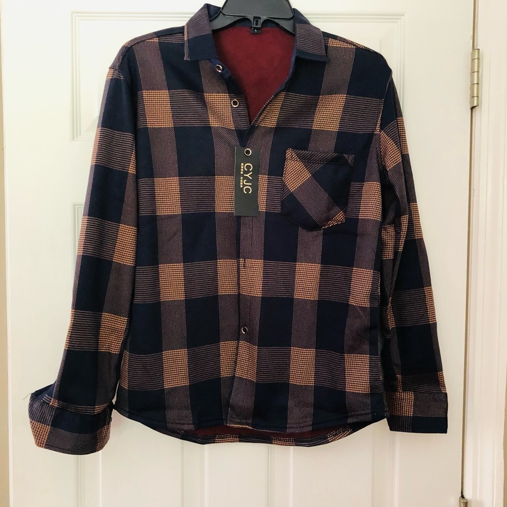 Autumn/Winter New Men's Long Sleeve Shirt, Fleece and Thick, Warm, High Quality